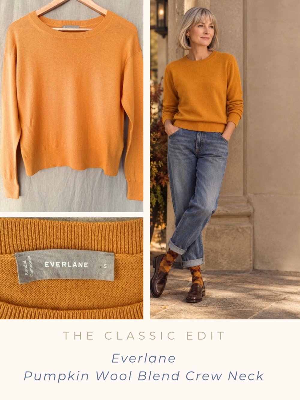 Everlane Women's Pumpkin Wool-Blend Crew Neck Sweater